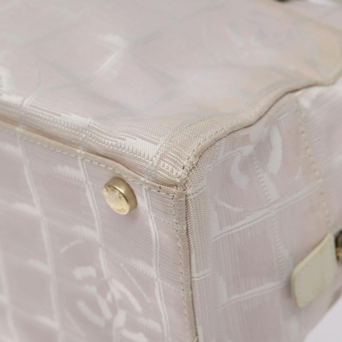 CHANEL New Travel Line Hand Bag Nylon Pink Silver CC Auth sw653