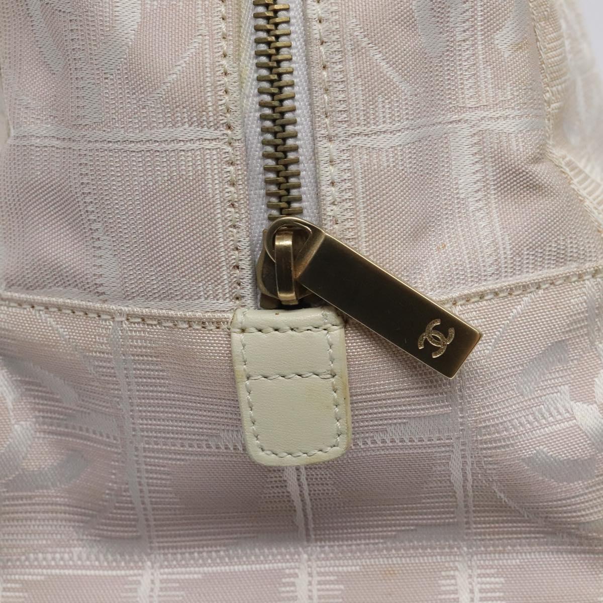 CHANEL New Travel Line Hand Bag Nylon Pink Silver CC Auth sw653