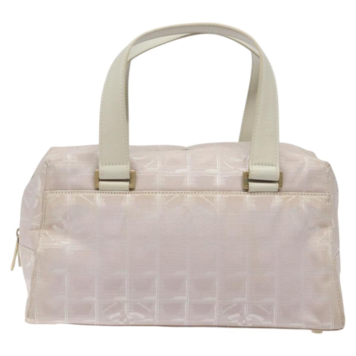 CHANEL New Travel Line Hand Bag Nylon Pink Silver CC Auth sw653