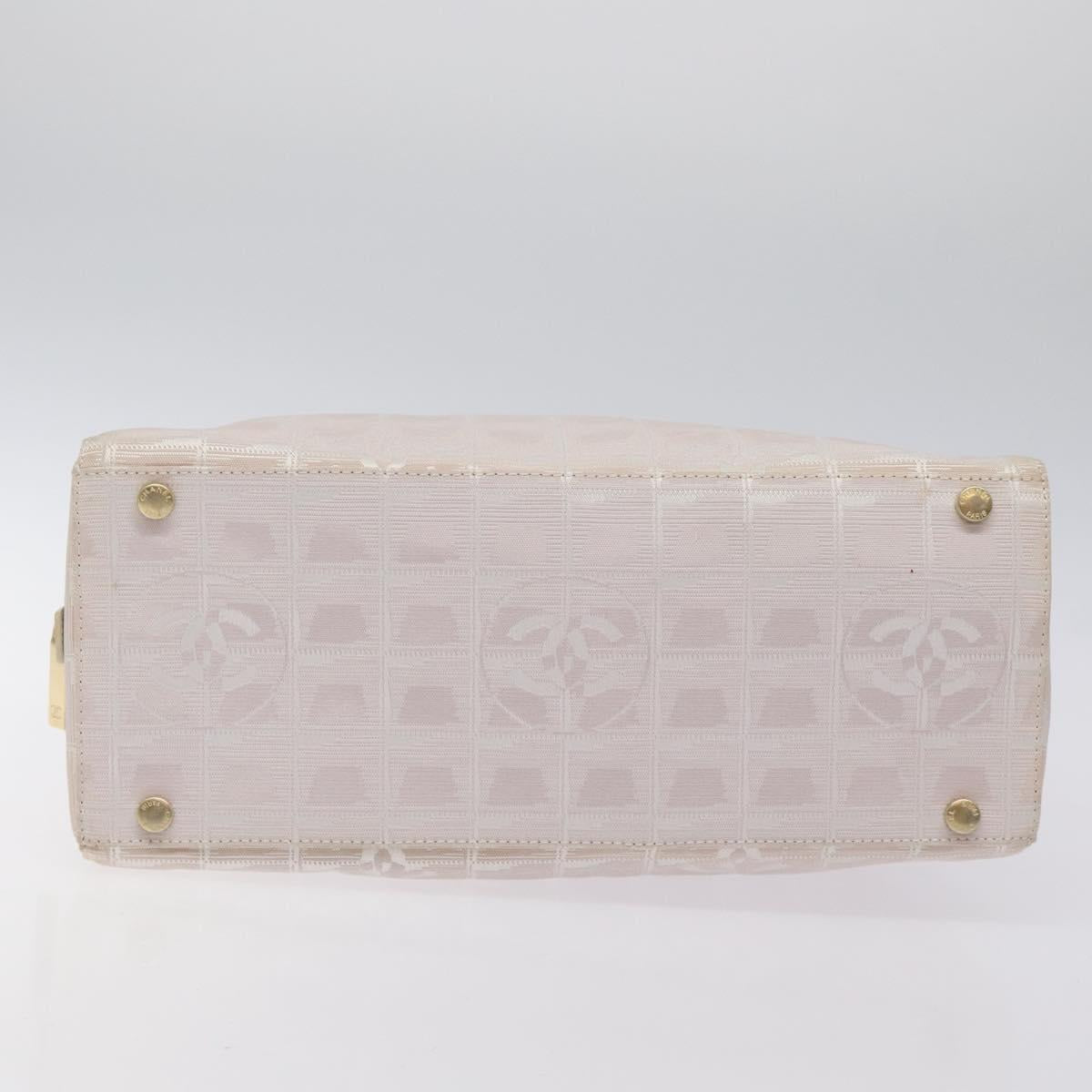 CHANEL New Travel Line Hand Bag Nylon Pink Silver CC Auth sw653