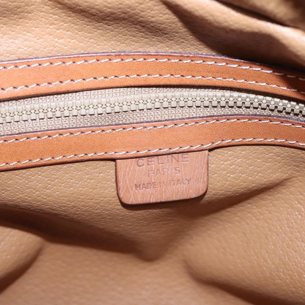 CELINE Macadam Canvas Hand Bag PVC Leather Brown Gold Auth sw658