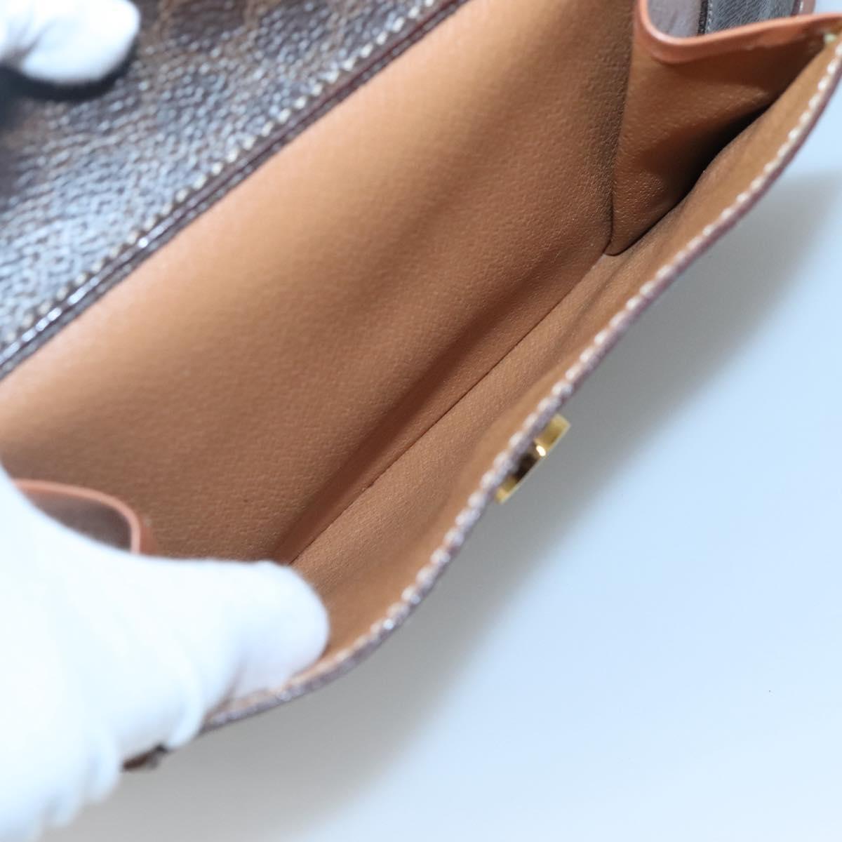 CELINE Macadam Canvas Hand Bag PVC Leather Brown Gold Auth sw658