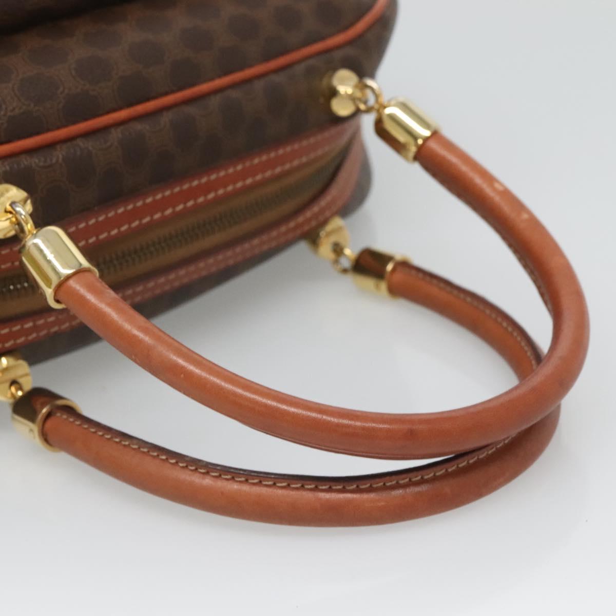 CELINE Macadam Canvas Hand Bag PVC Leather Brown Gold Auth sw658