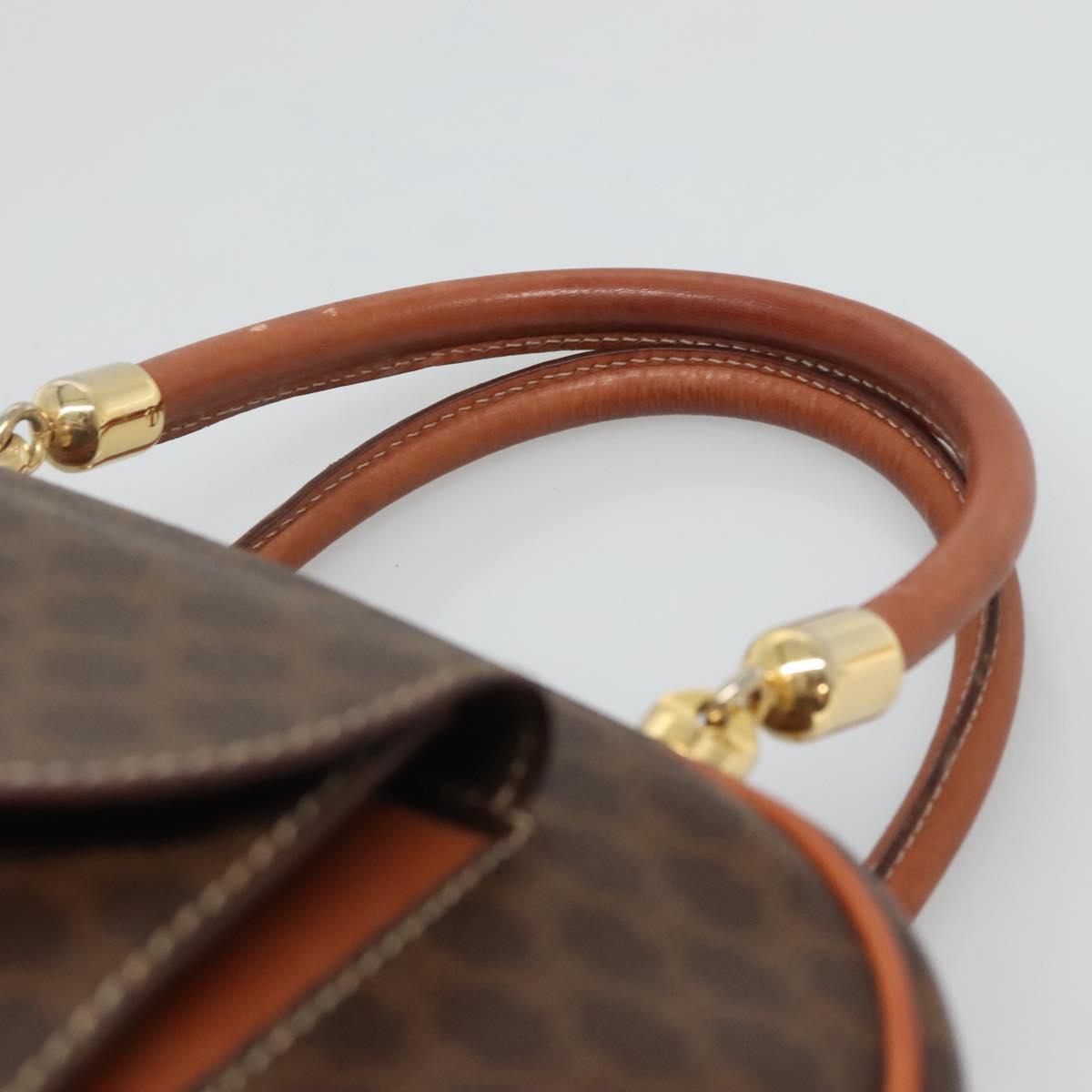 CELINE Macadam Canvas Hand Bag PVC Leather Brown Gold Auth sw658