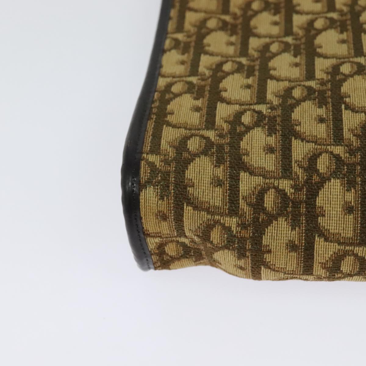 Christian Dior Trotter Canvas Shoulder Bag Brown Gold Auth sw662