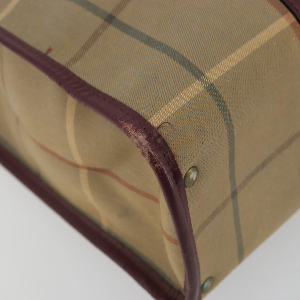 Burberrys Nova Check Tote Bag Canvas Beige Gold Auth sw663