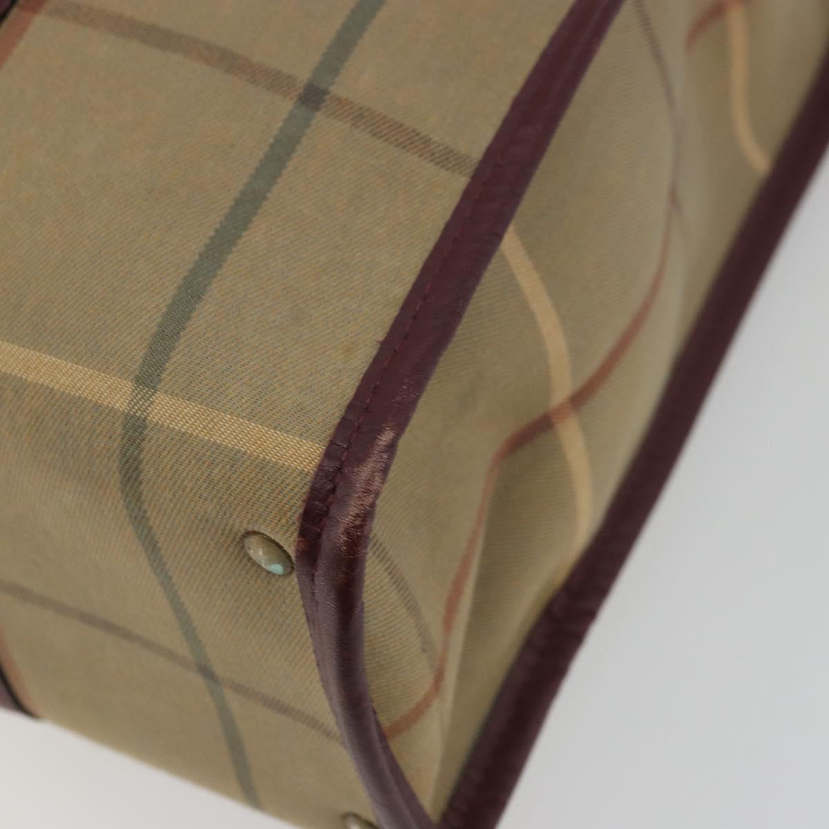 Burberrys Nova Check Tote Bag Canvas Beige Gold Auth sw663