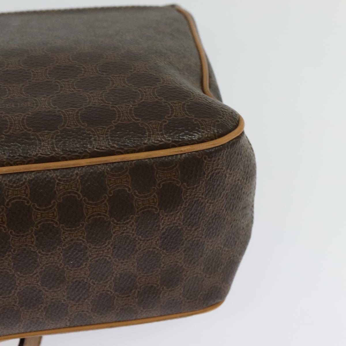 CELINE Macadam Canvas Shoulder Bag PVC Leather Brown Gold Auth sw675