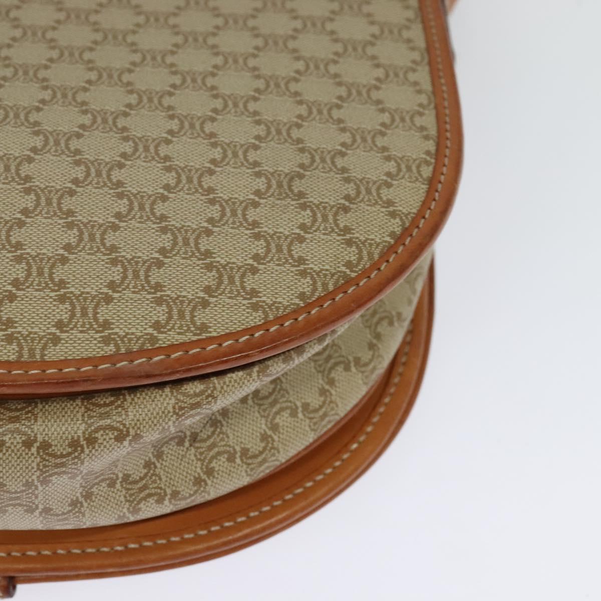 CELINE Shoulder Bag PVC Beige Gold Auth sw676