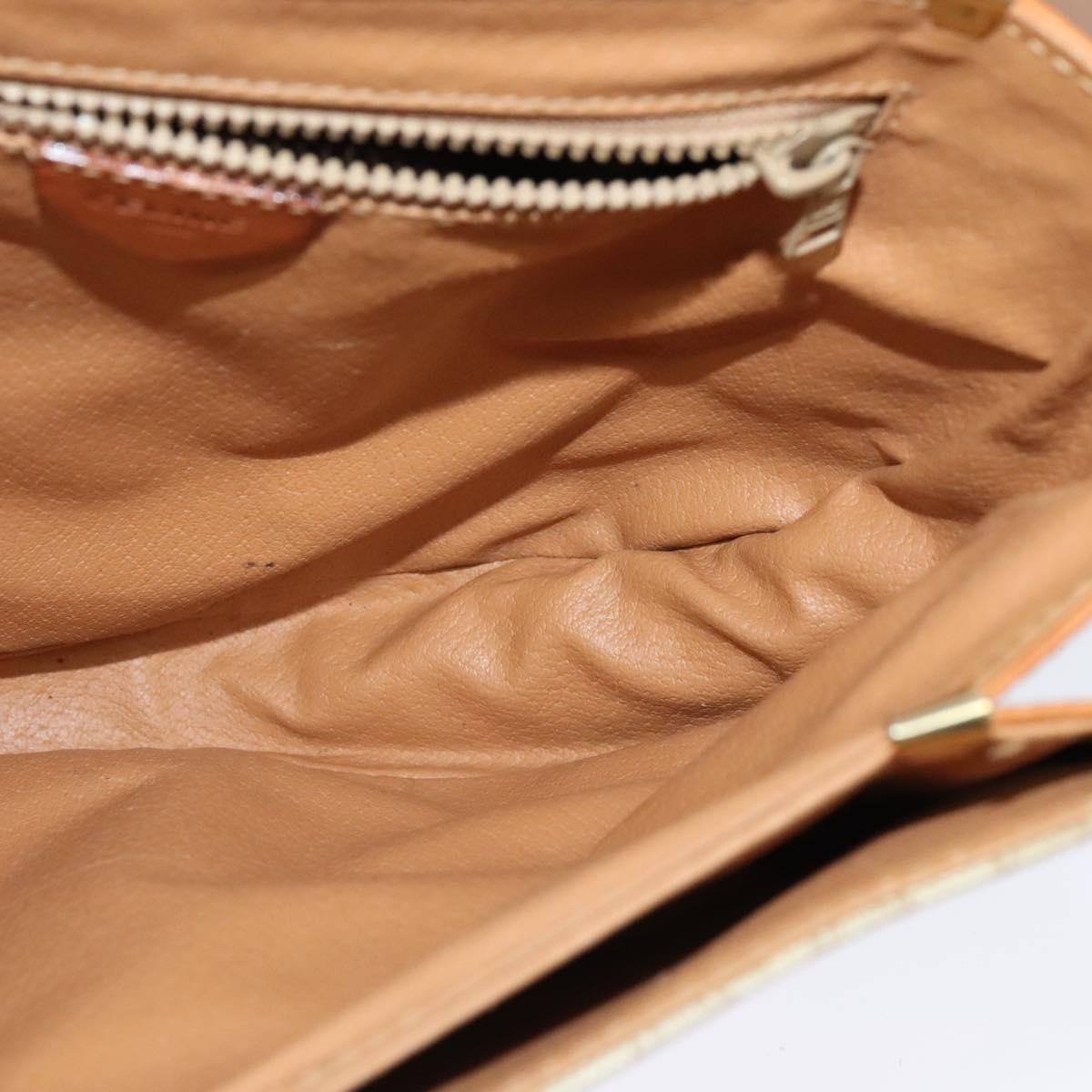 CELINE Shoulder Bag PVC Beige Gold Auth sw676