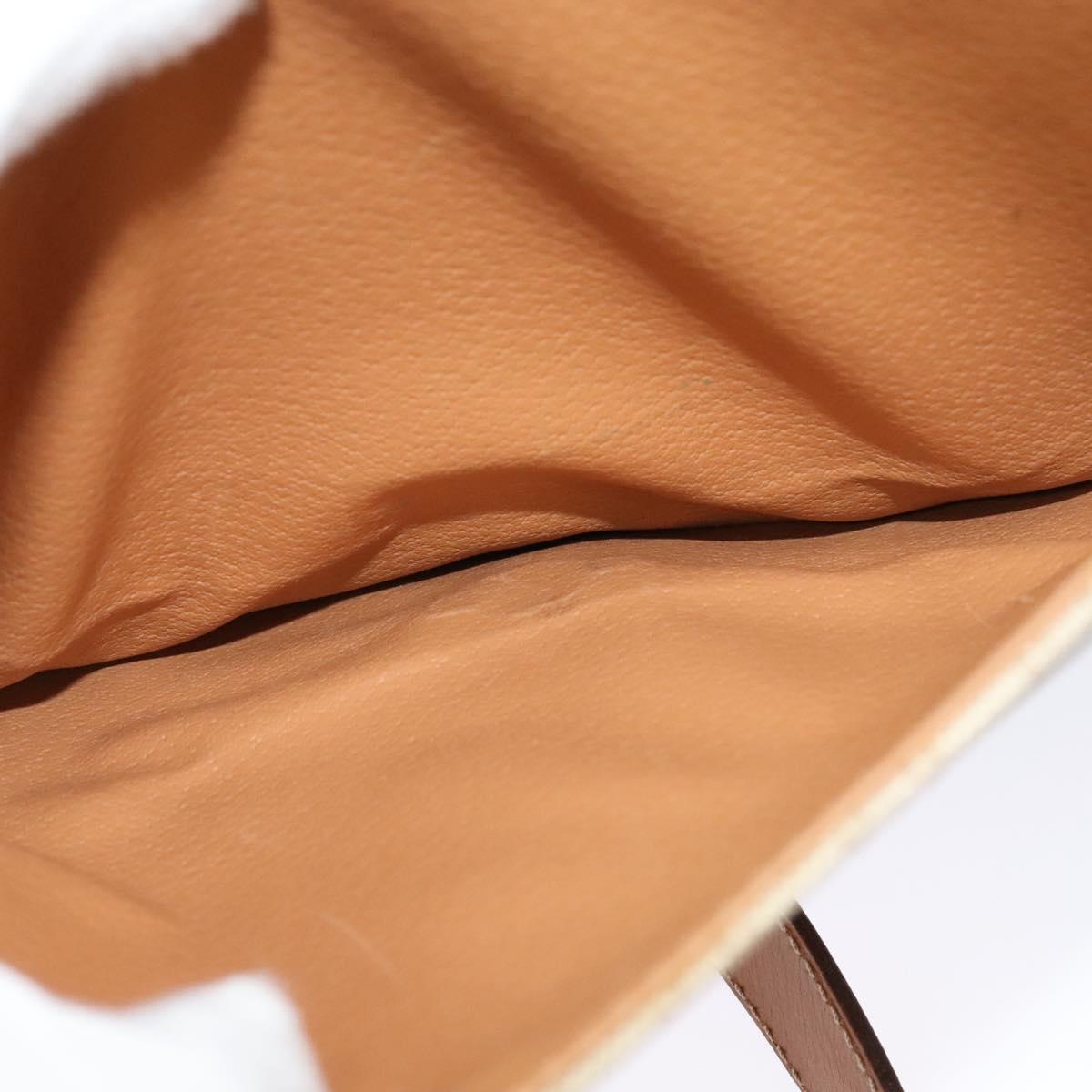 CELINE Shoulder Bag PVC Beige Gold Auth sw676