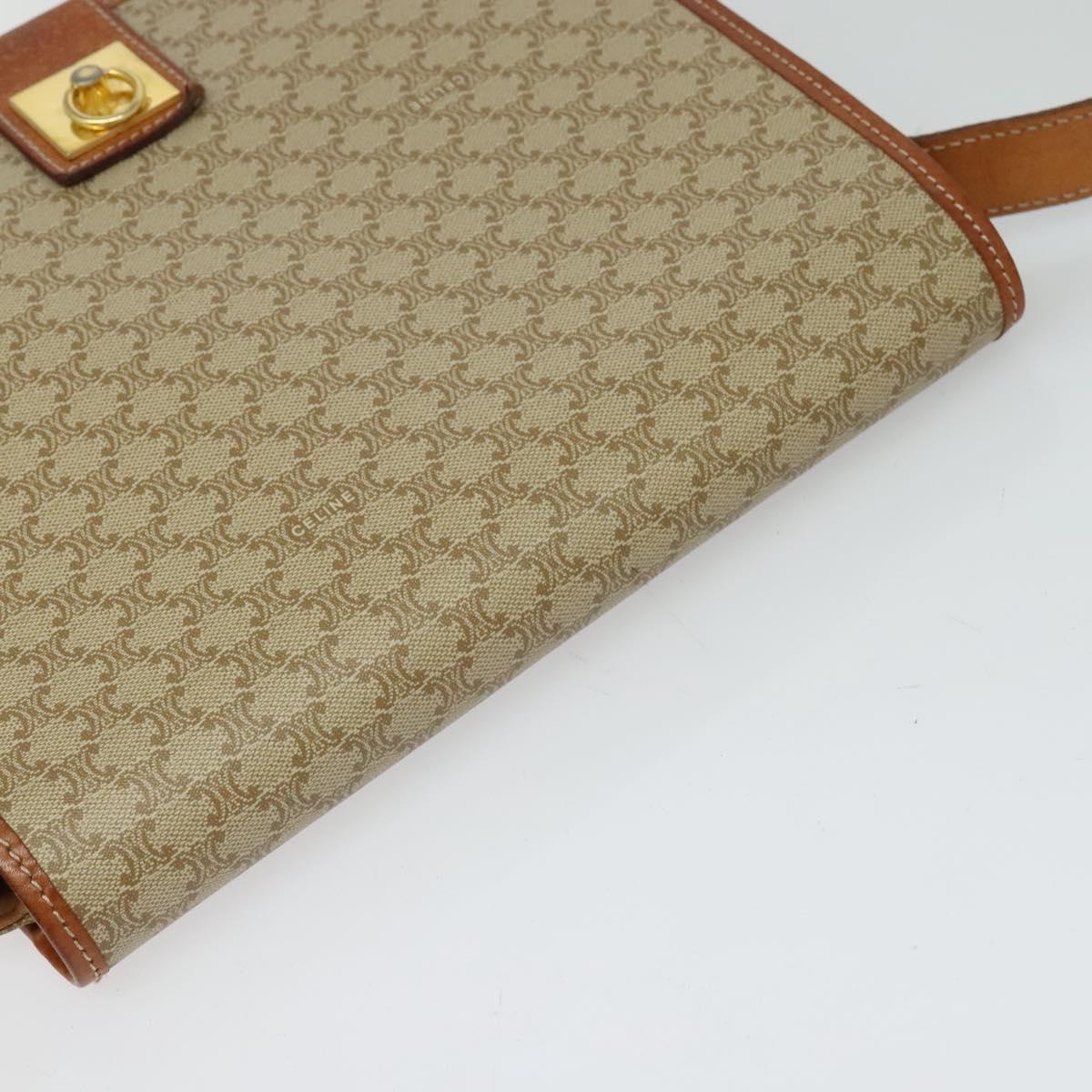 CELINE Shoulder Bag PVC Beige Gold Auth sw676