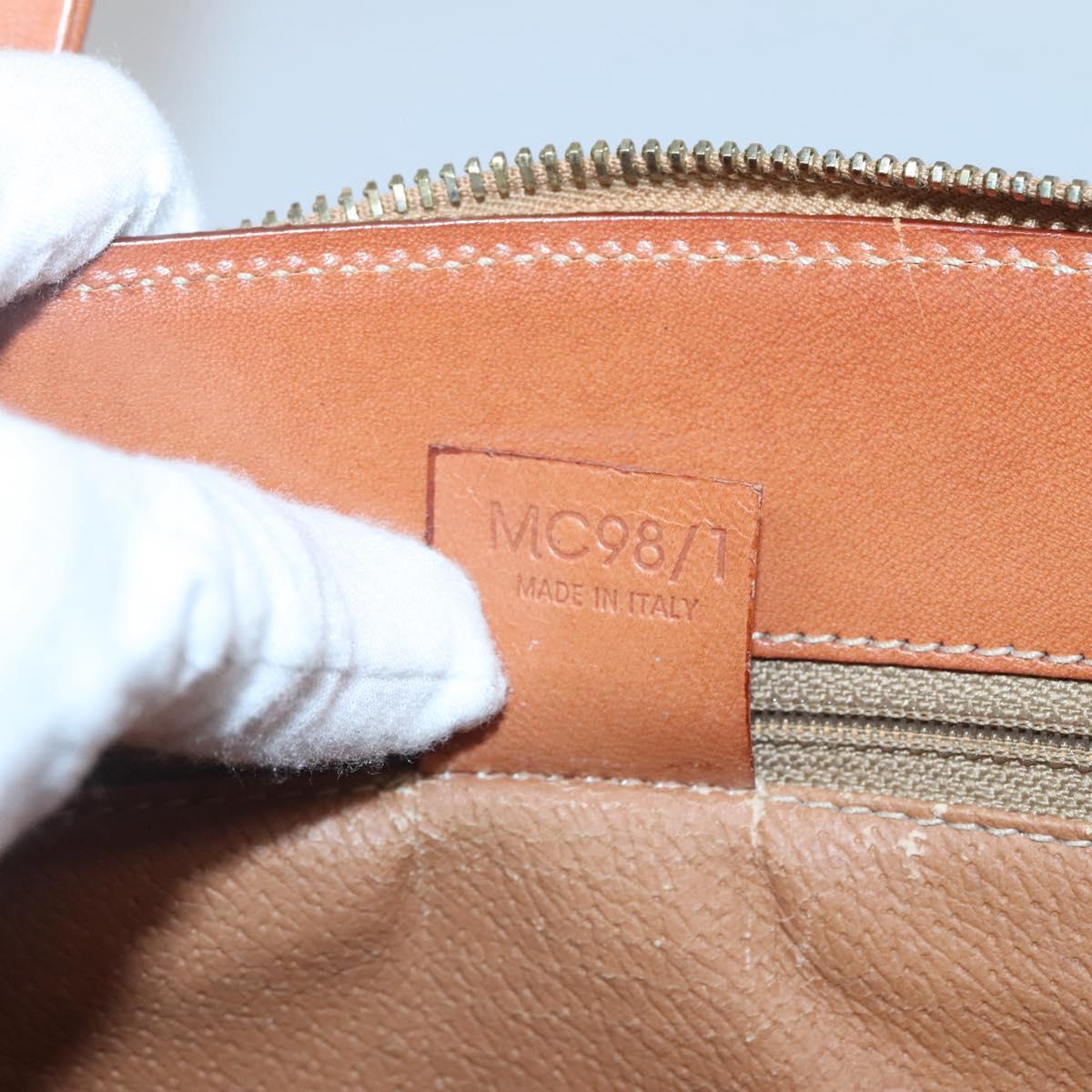 CELINE Macadam Canvas Hand Bag PVC Leather Brown Gold Auth sw677