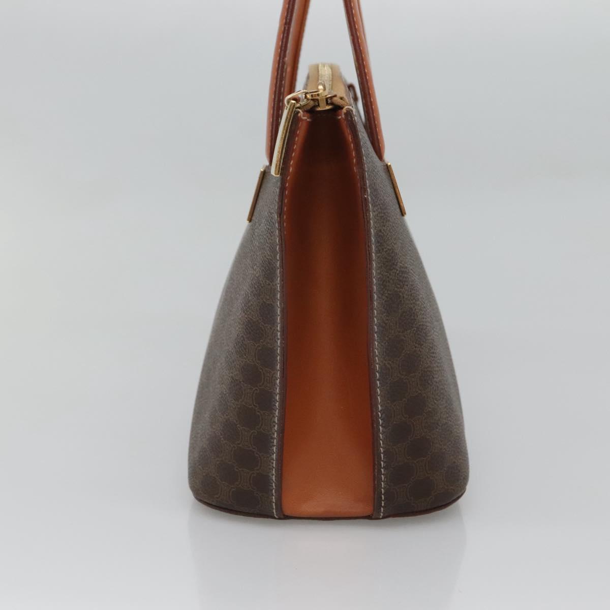 CELINE Macadam Canvas Hand Bag PVC Leather Brown Gold Auth sw677