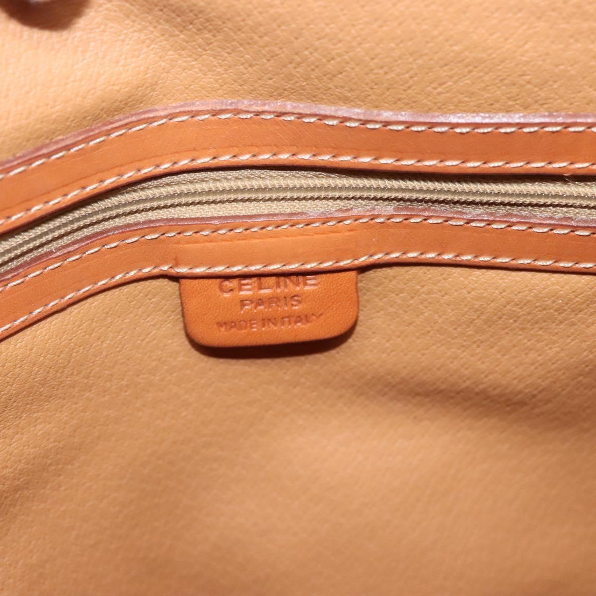 CELINE Macadam Canvas Backpack PVC Leather Brown Gold Auth sw678