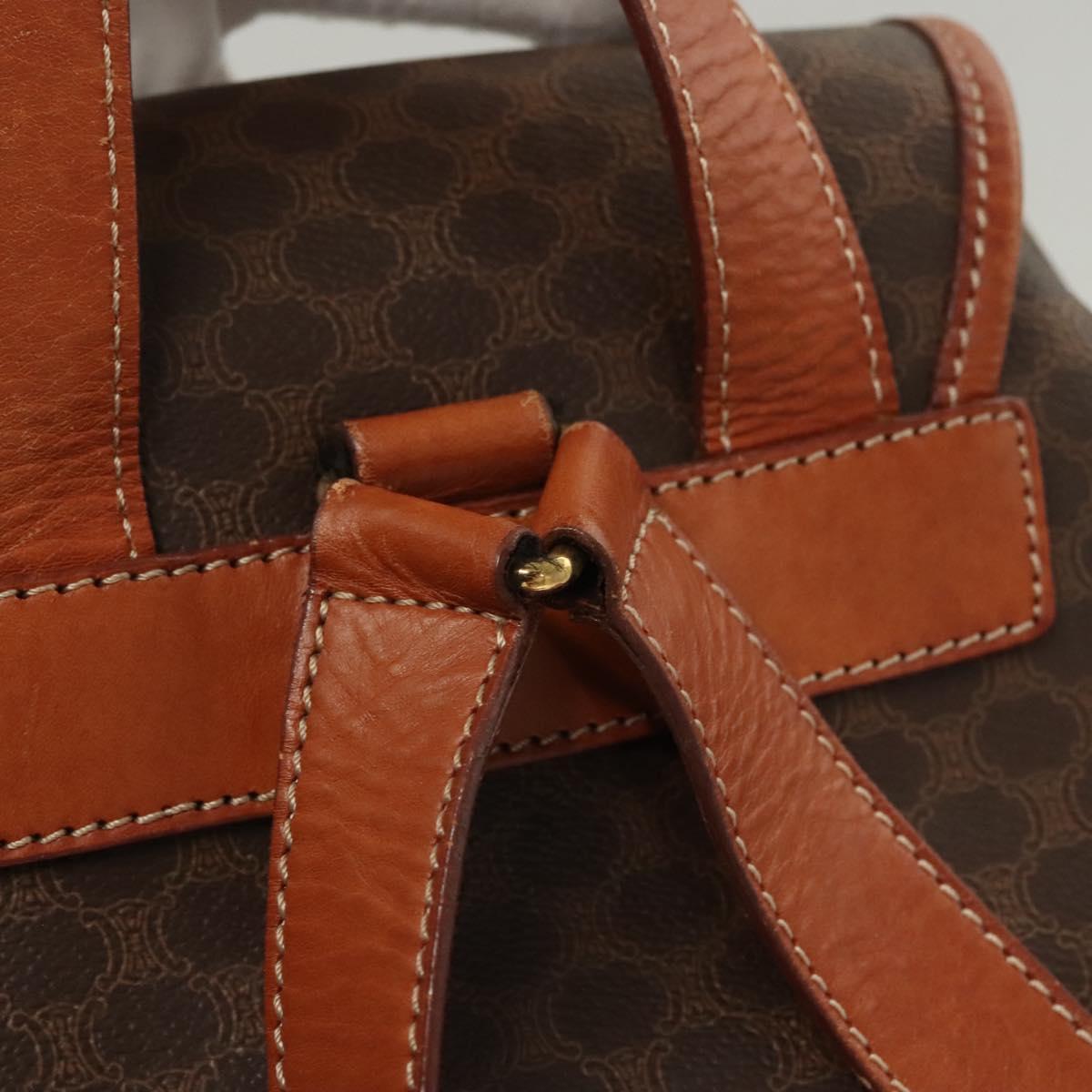 CELINE Macadam Canvas Backpack PVC Leather Brown Gold Auth sw678