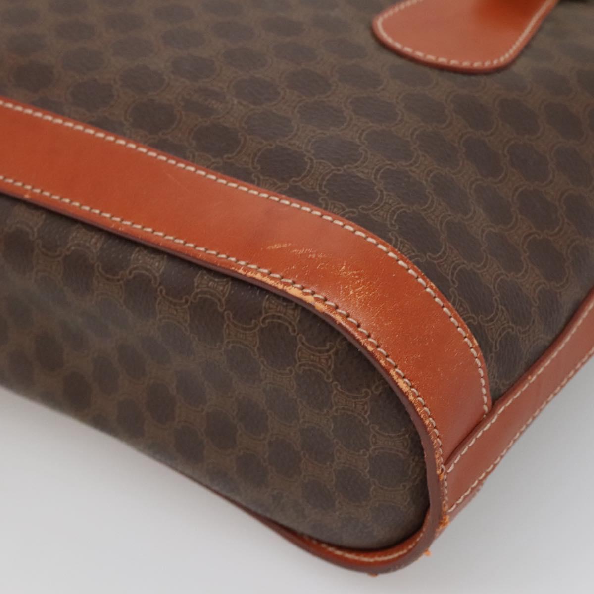 CELINE Macadam Canvas Shoulder Bag PVC Leather Brown Gold Auth sw680