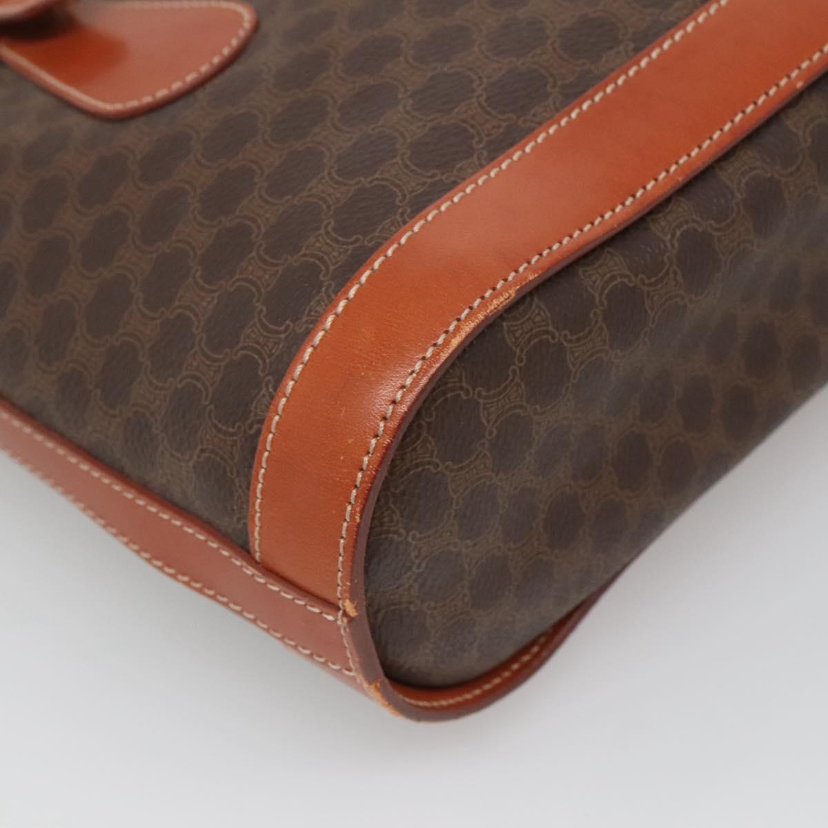 CELINE Macadam Canvas Shoulder Bag PVC Leather Brown Gold Auth sw680