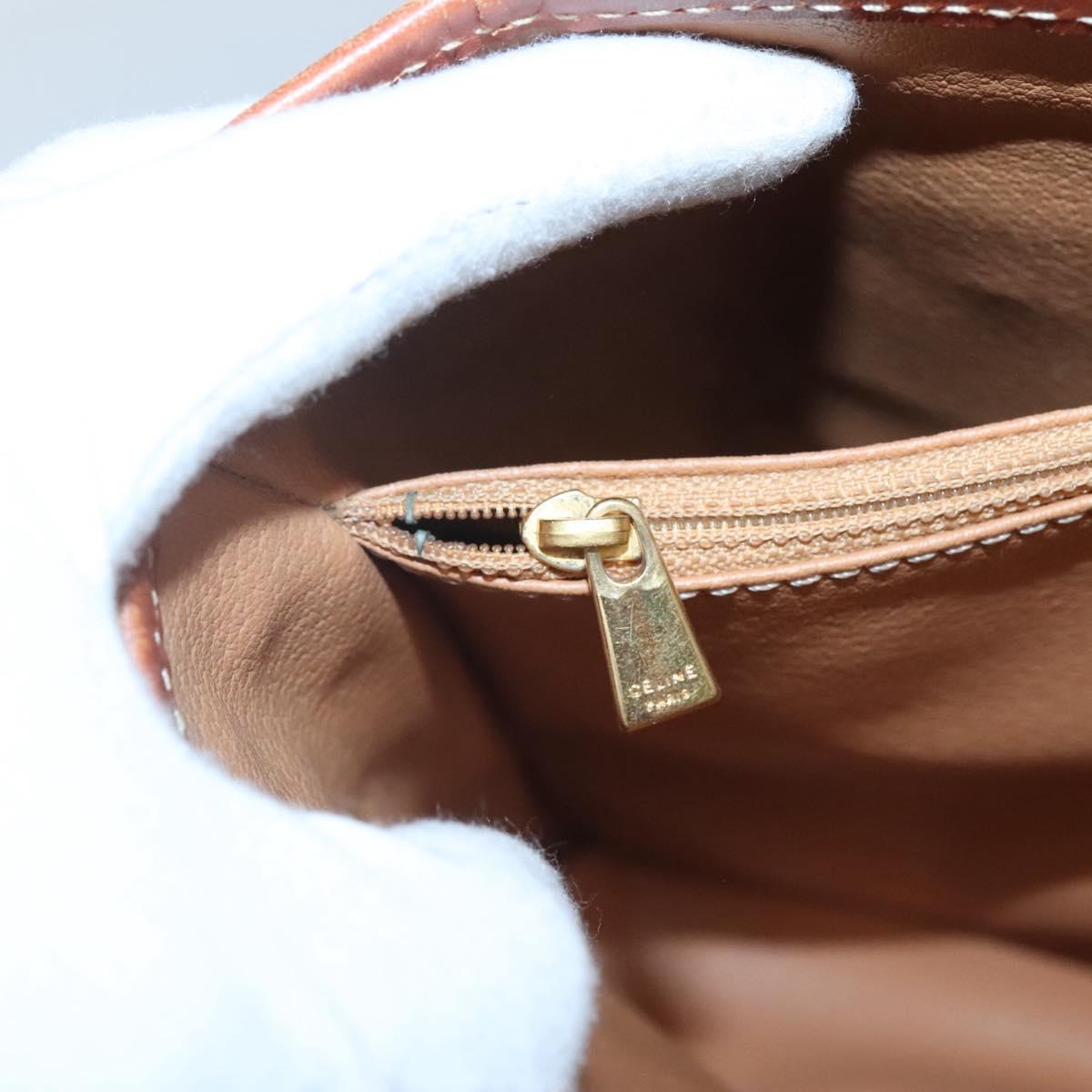 CELINE Macadam Canvas Shoulder Bag PVC Leather Brown Gold Auth sw680