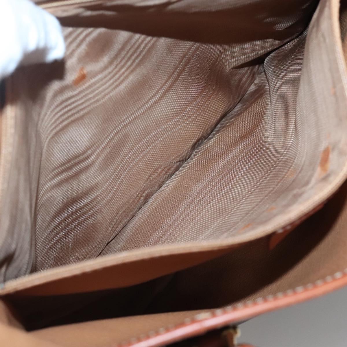 CELINE Macadam Canvas Shoulder Bag PVC Leather Brown Gold Auth sw680