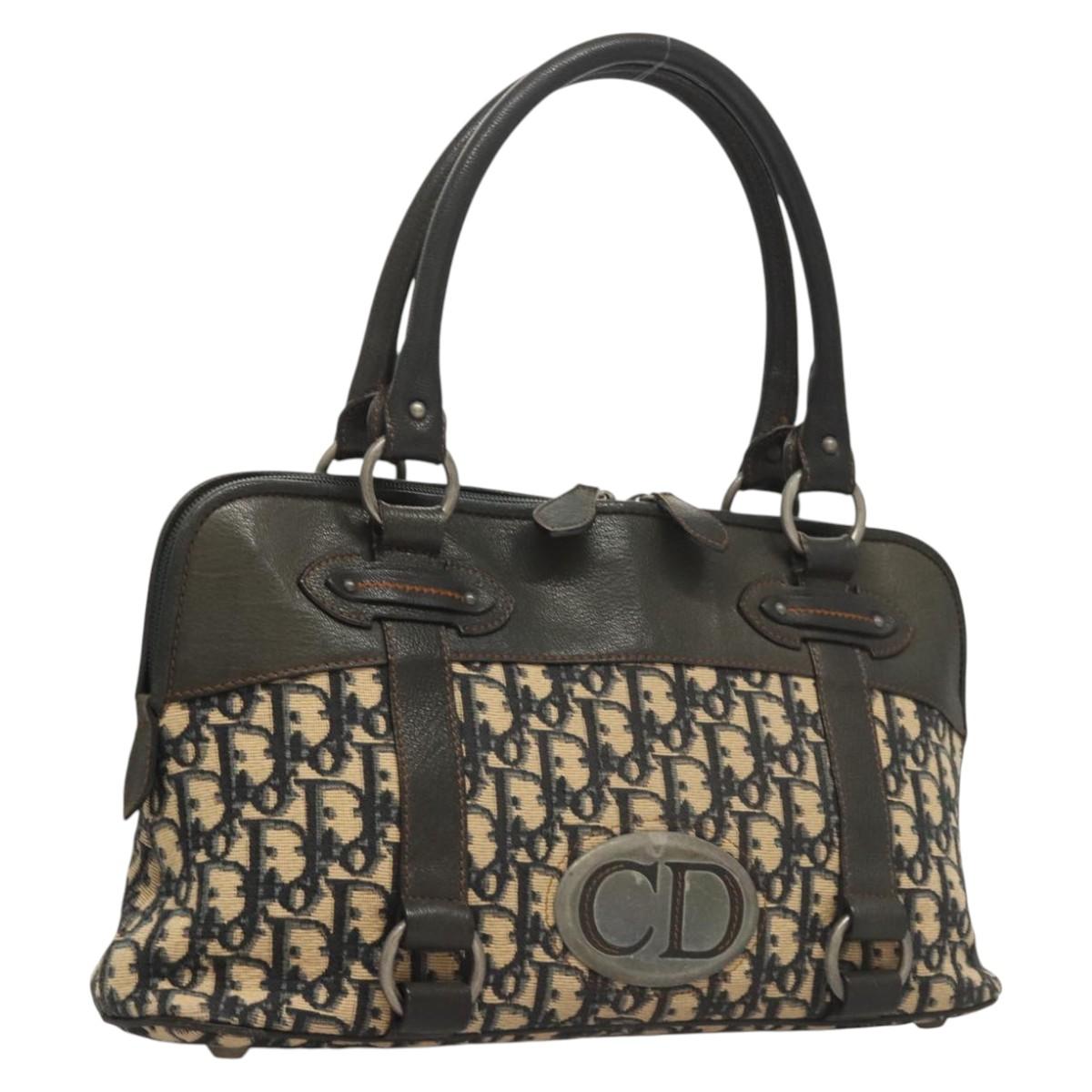 Christian Dior Trotter Canvas Hand Bag Navy Silver Auth sw686