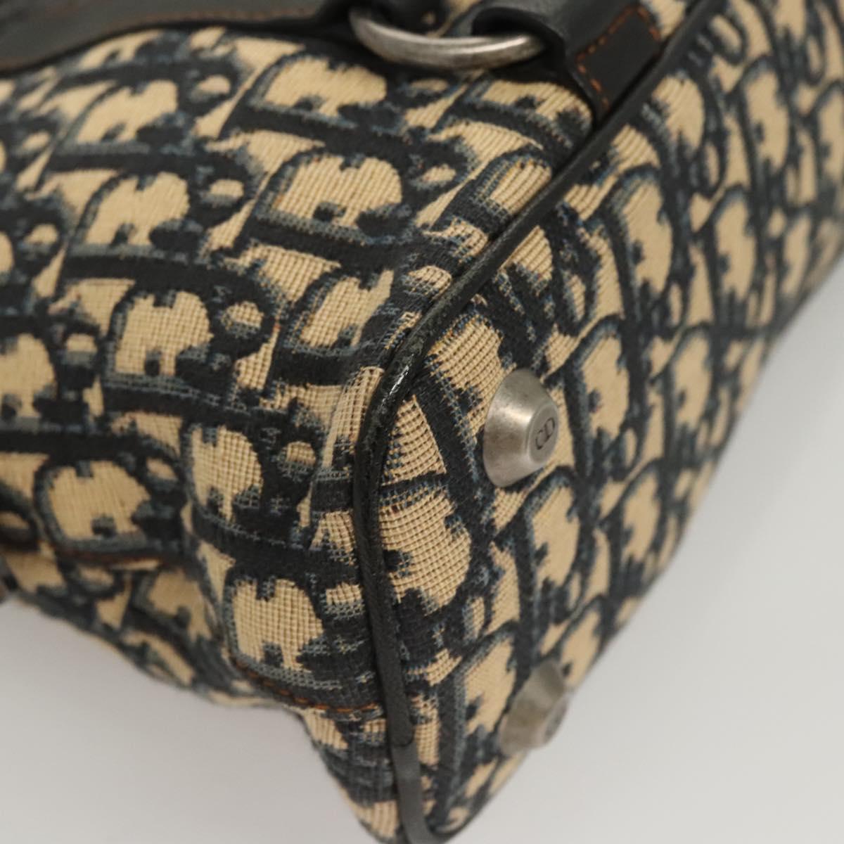 Christian Dior Trotter Canvas Hand Bag Navy Silver Auth sw686