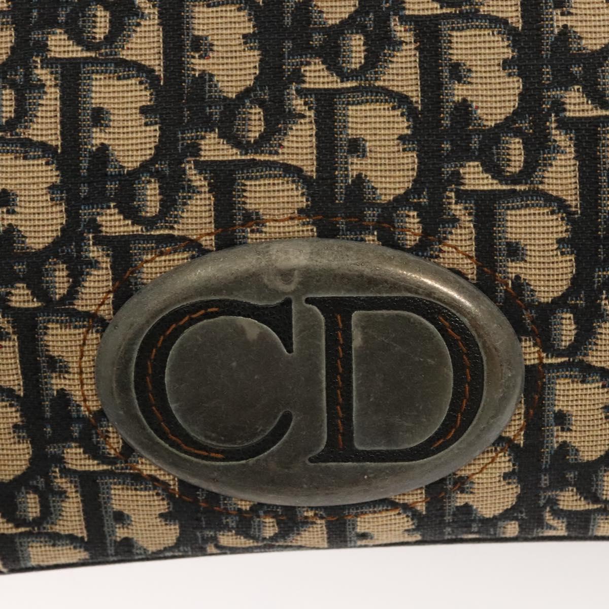 Christian Dior Trotter Canvas Hand Bag Navy Silver Auth sw686