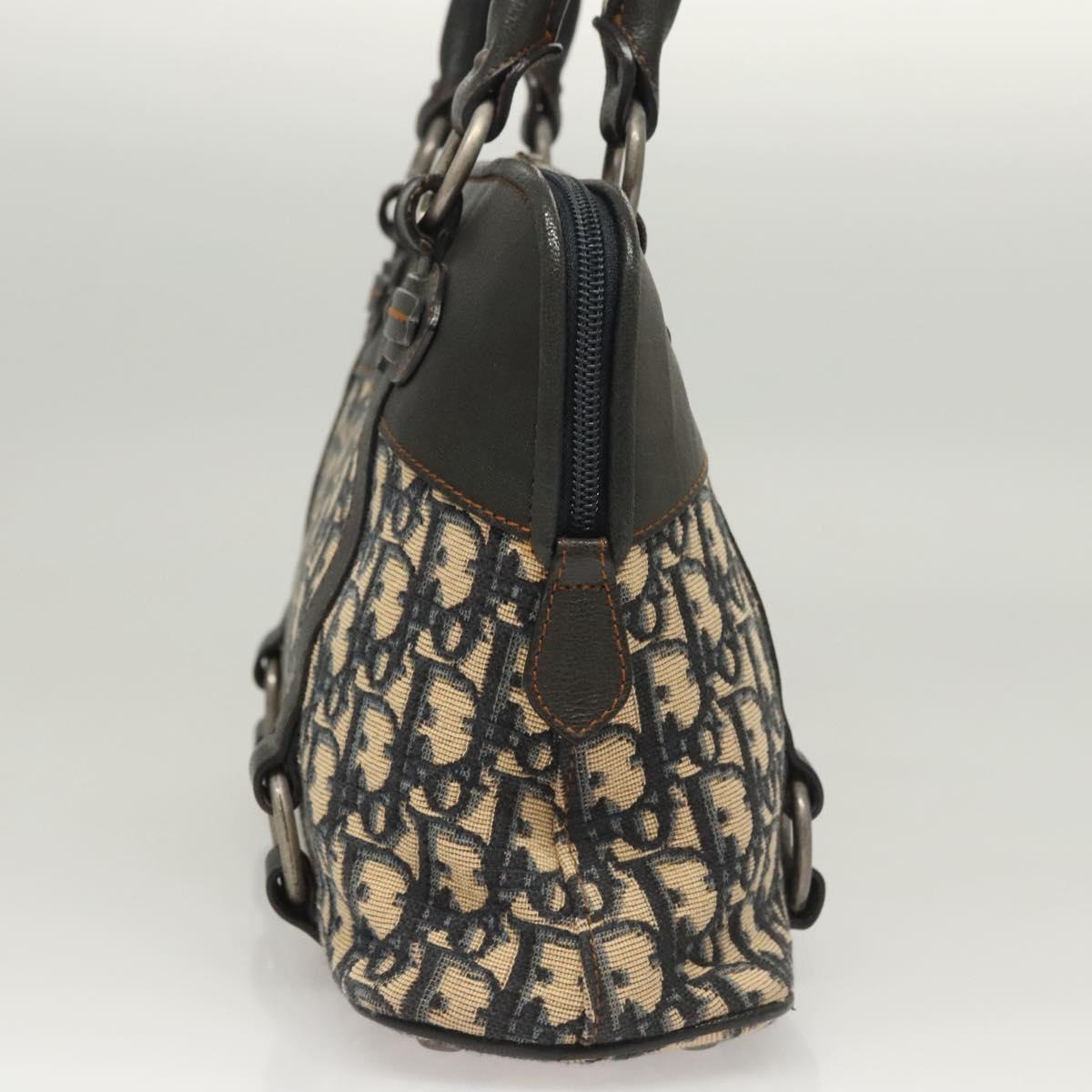 Christian Dior Trotter Canvas Hand Bag Navy Silver Auth sw686