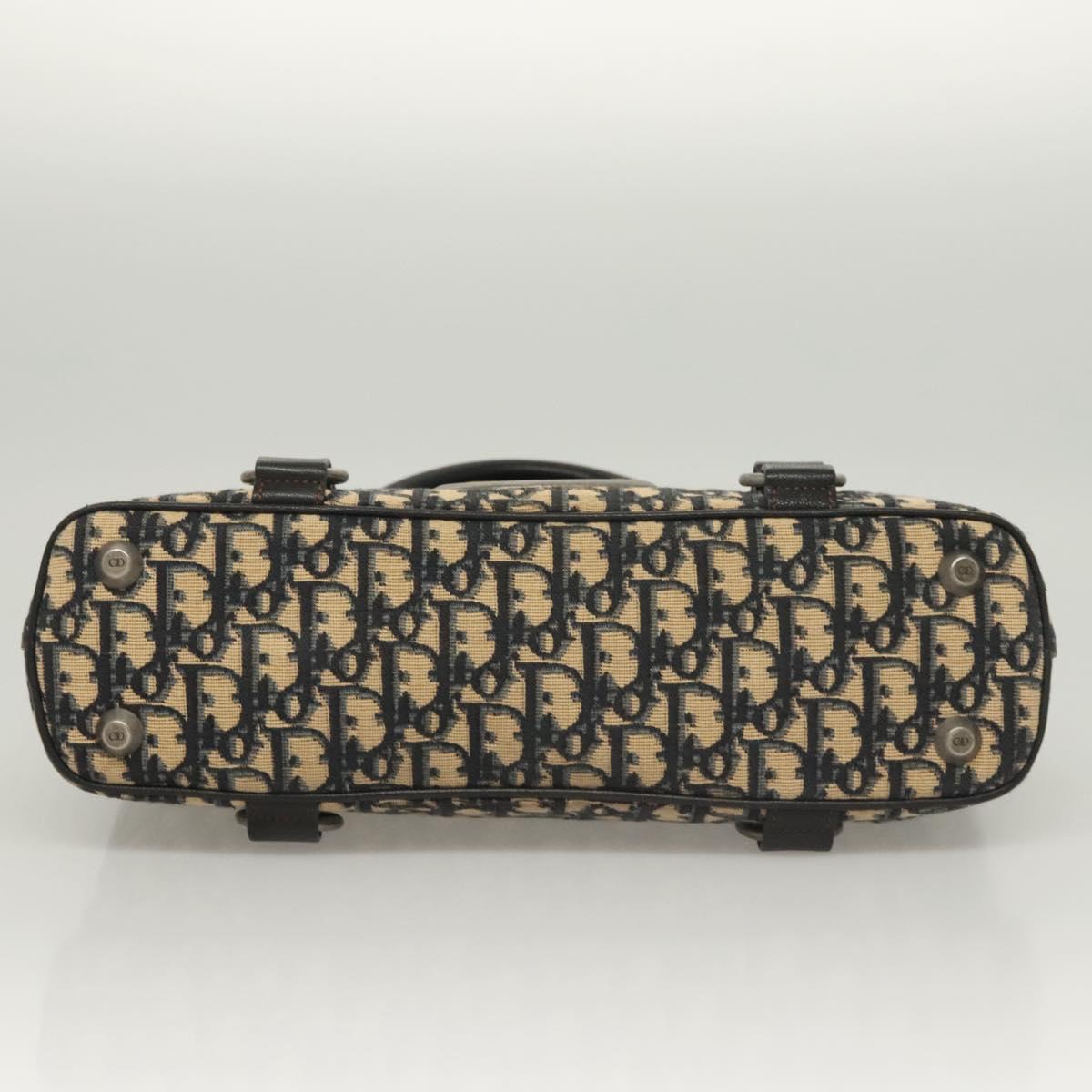 Christian Dior Trotter Canvas Hand Bag Navy Silver Auth sw686