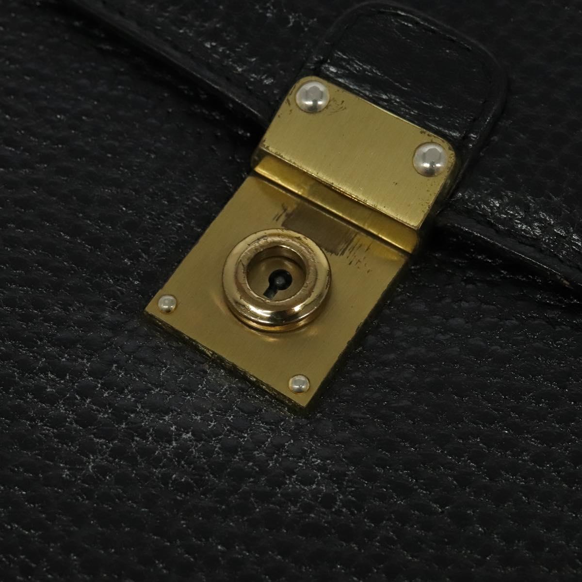 LOEWE Anagram Business Bag Leather Black Gold Auth sw696