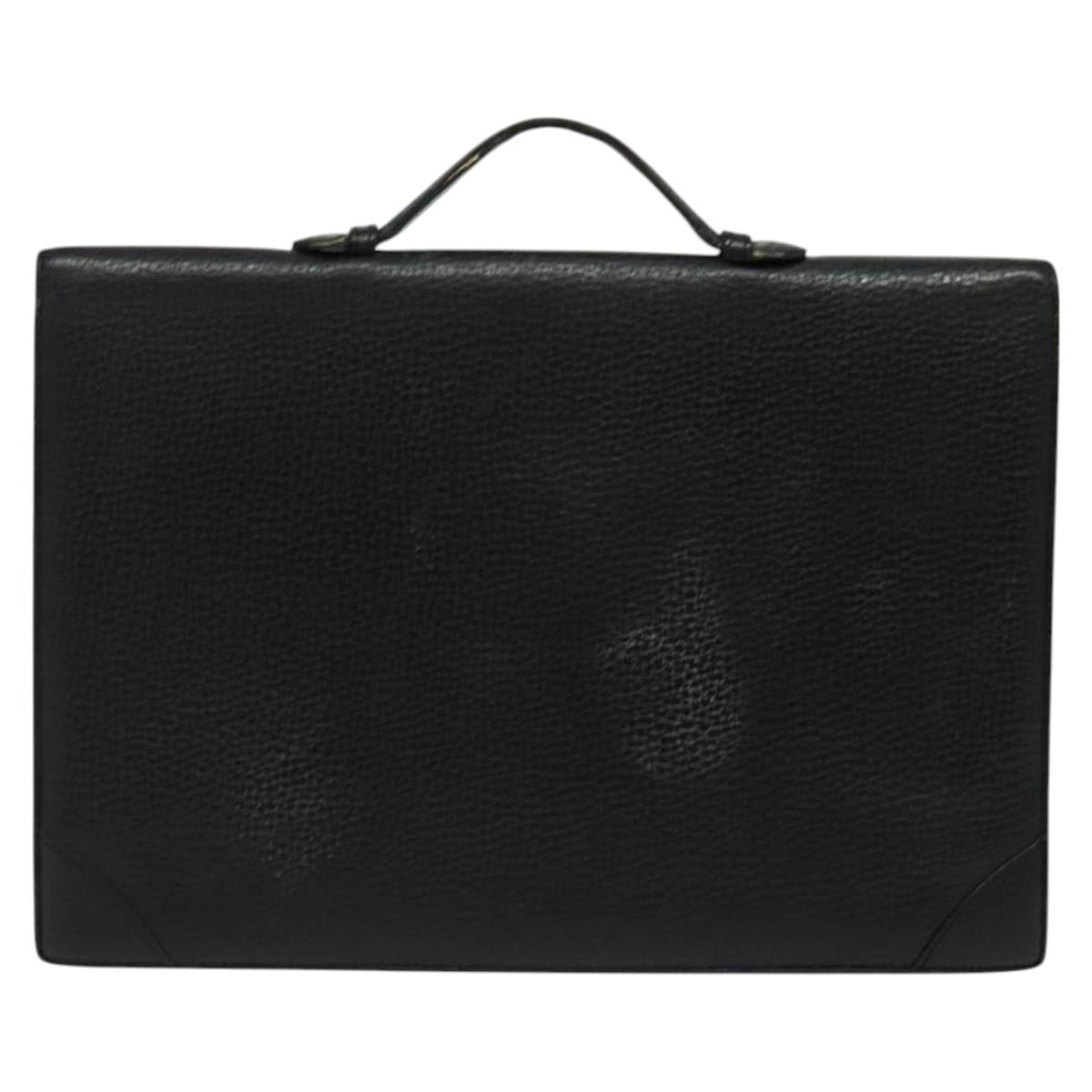 LOEWE Anagram Business Bag Leather Black Gold Auth sw696