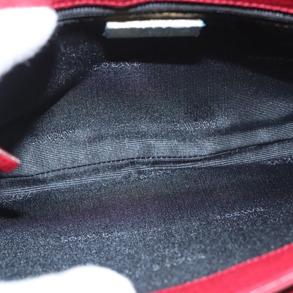 LOEWE Anagram Shoulder Bag Suede Leather Red Gold Auth sw697