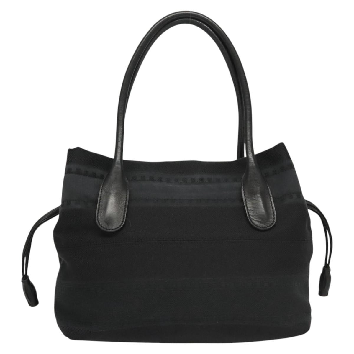 Salvatore Ferragamo Hand Bag Canvas Navy Silver Auth sw699