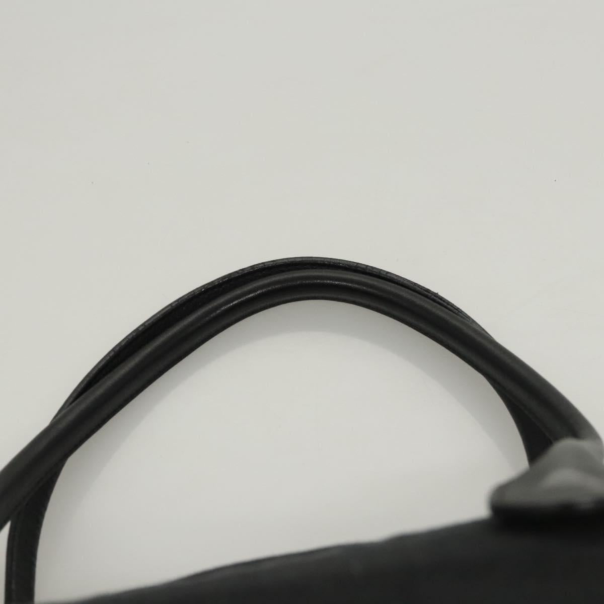 Salvatore Ferragamo Hand Bag Canvas Navy Silver Auth sw699