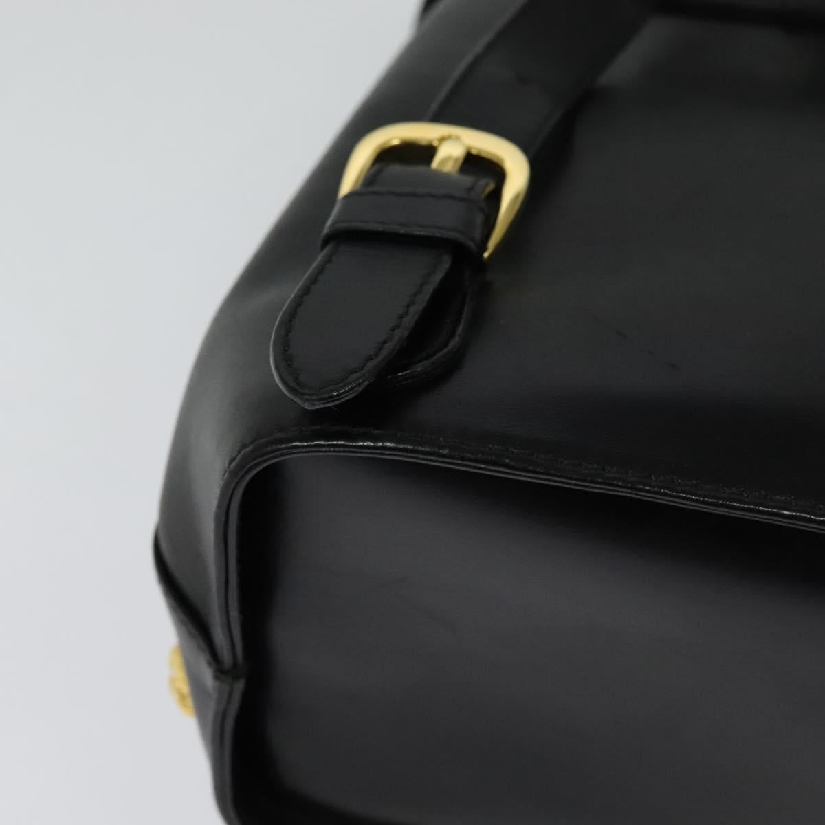 Salvatore Ferragamo Backpack Leather Black Gold Auth sw700