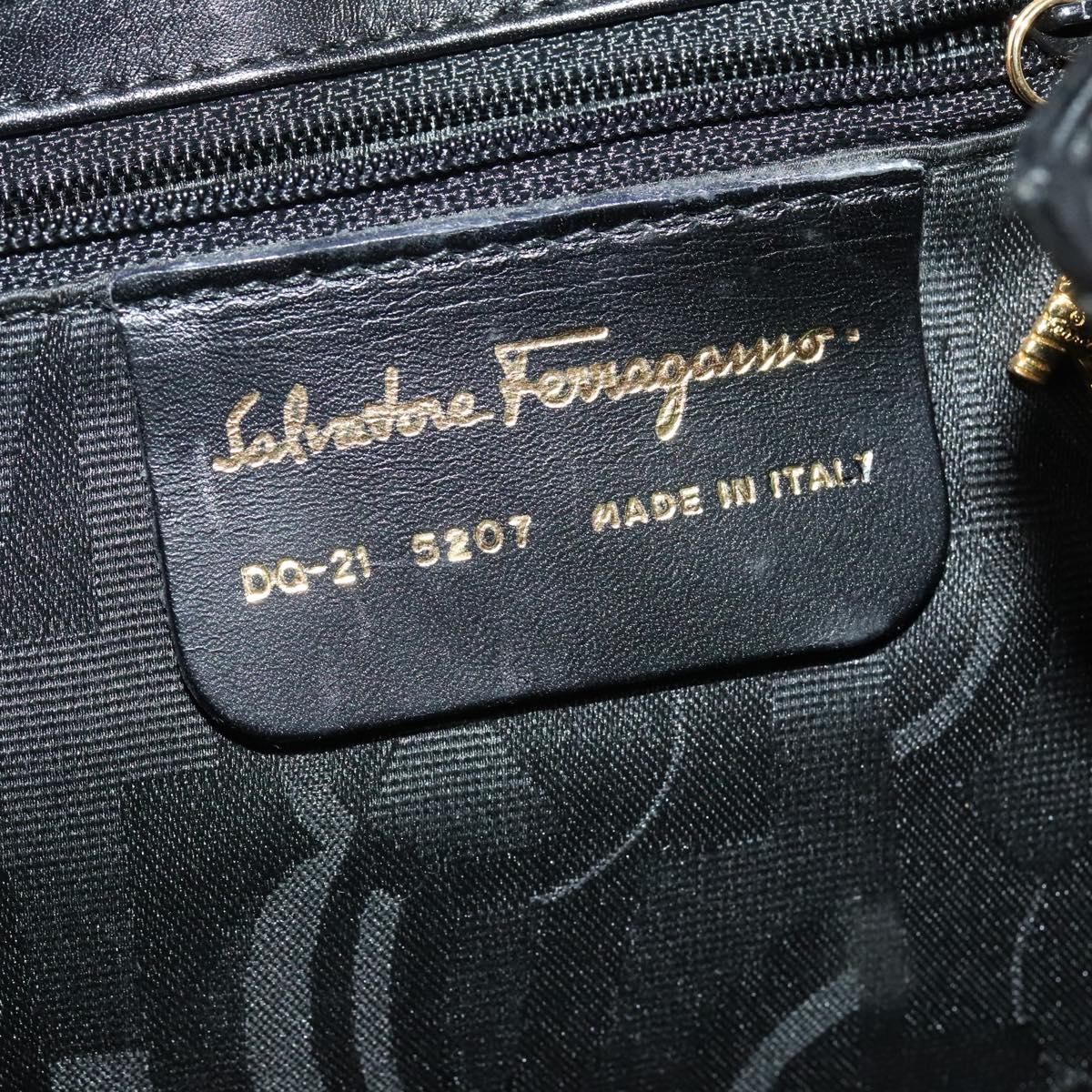 Salvatore Ferragamo Backpack Leather Black Gold Auth sw700