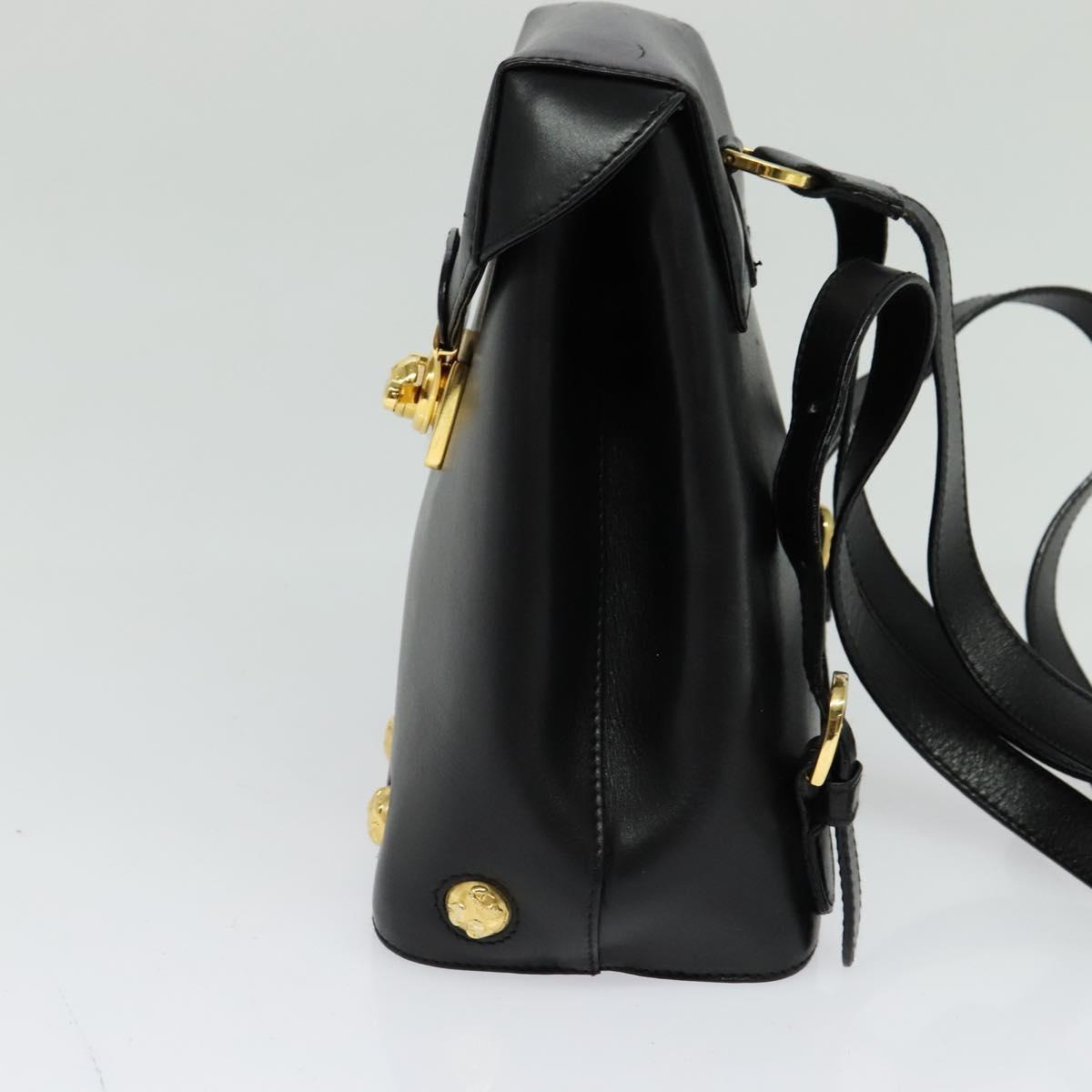 Salvatore Ferragamo Backpack Leather Black Gold Auth sw700