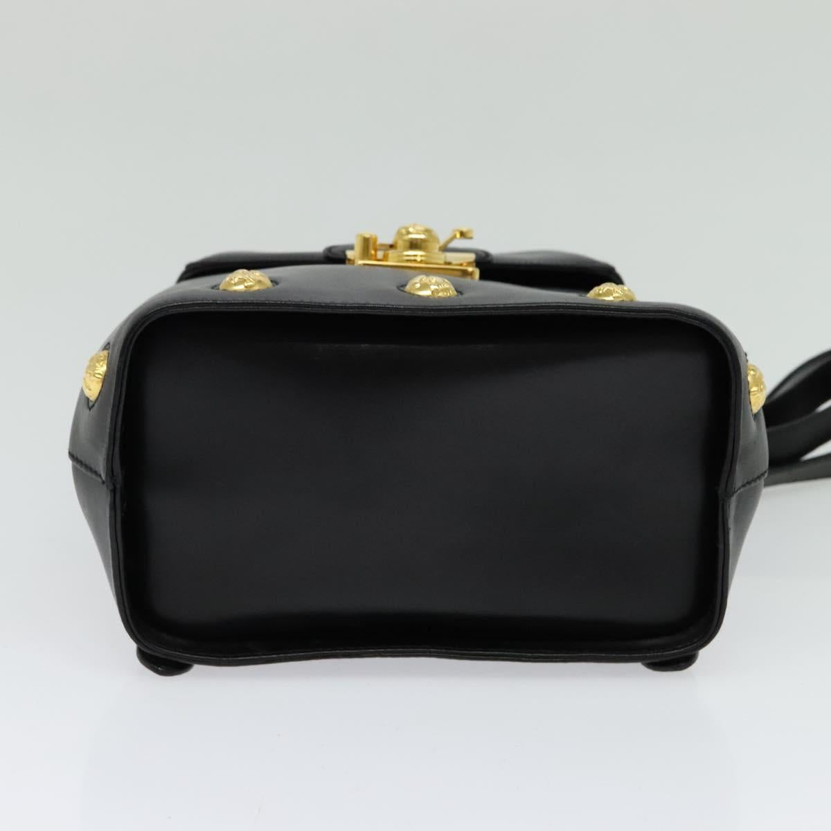 Salvatore Ferragamo Backpack Leather Black Gold Auth sw700