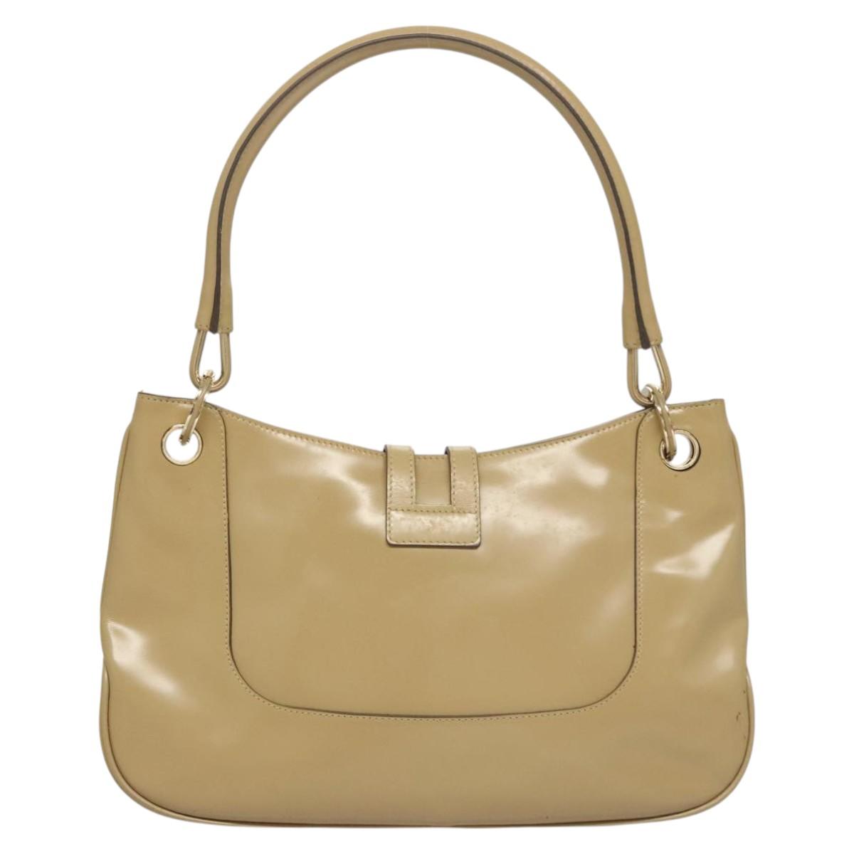 GUCCI Hand Bag Leather Beige Gold 001 4150 Auth sw703