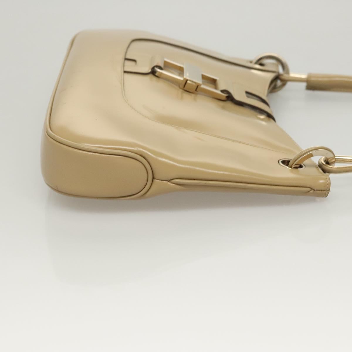 GUCCI Hand Bag Leather Beige Gold 001 4150 Auth sw703