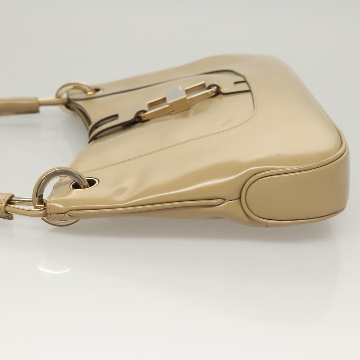 GUCCI Hand Bag Leather Beige Gold 001 4150 Auth sw703