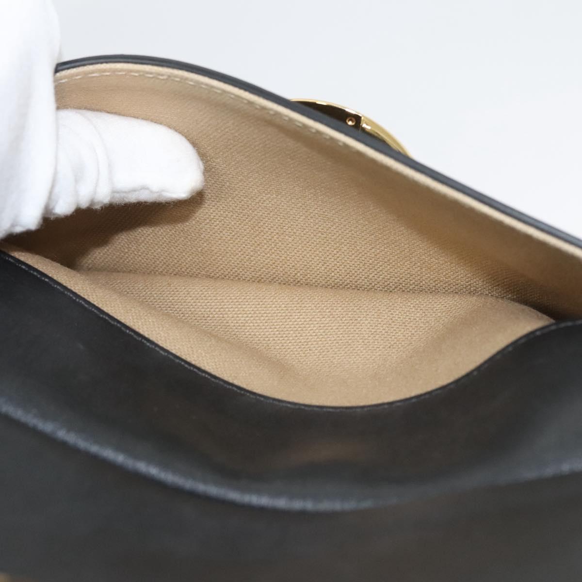 Chloe Goldie Hand Bag Leather Black Gold Auth sw713