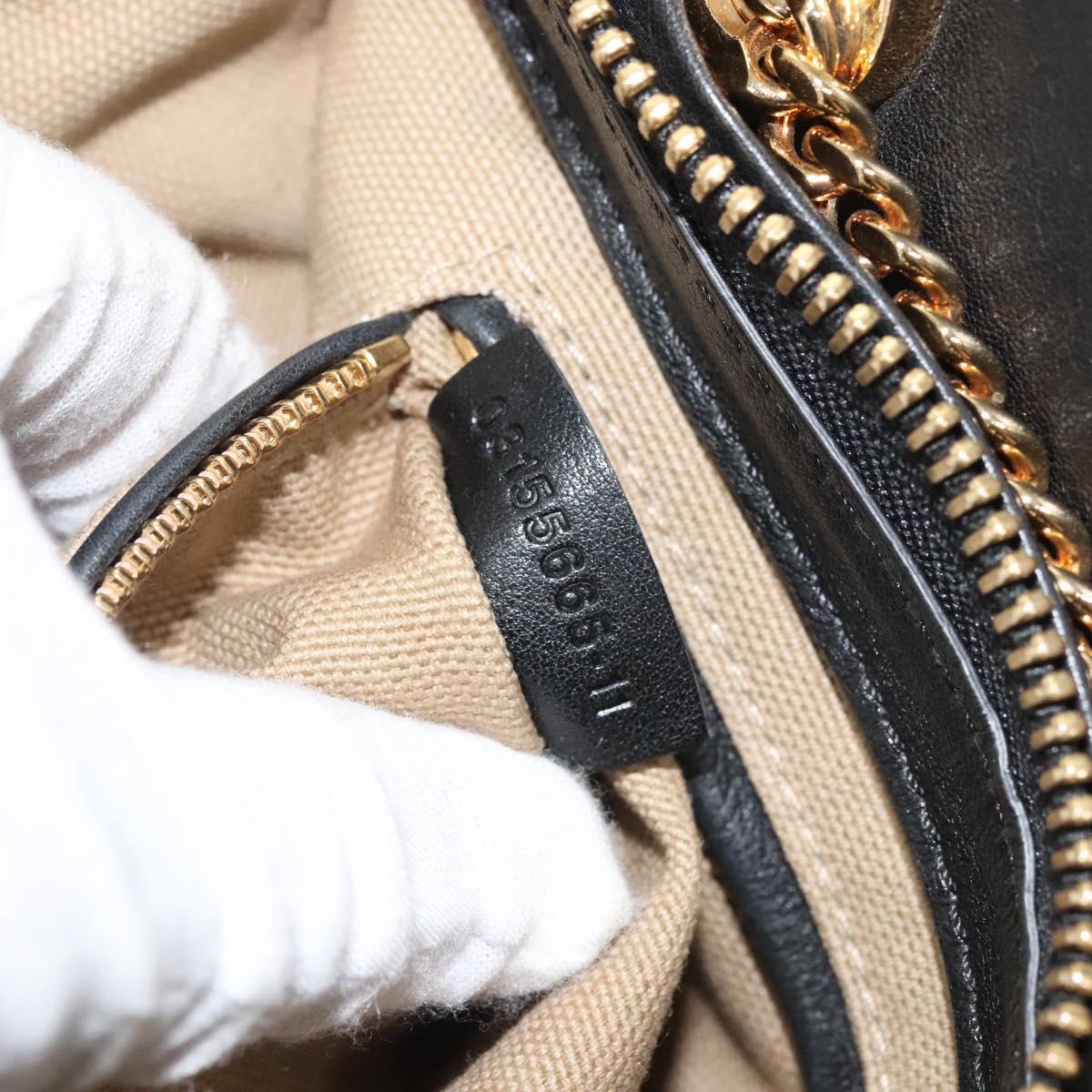 Chloe Goldie Hand Bag Leather Black Gold Auth sw713