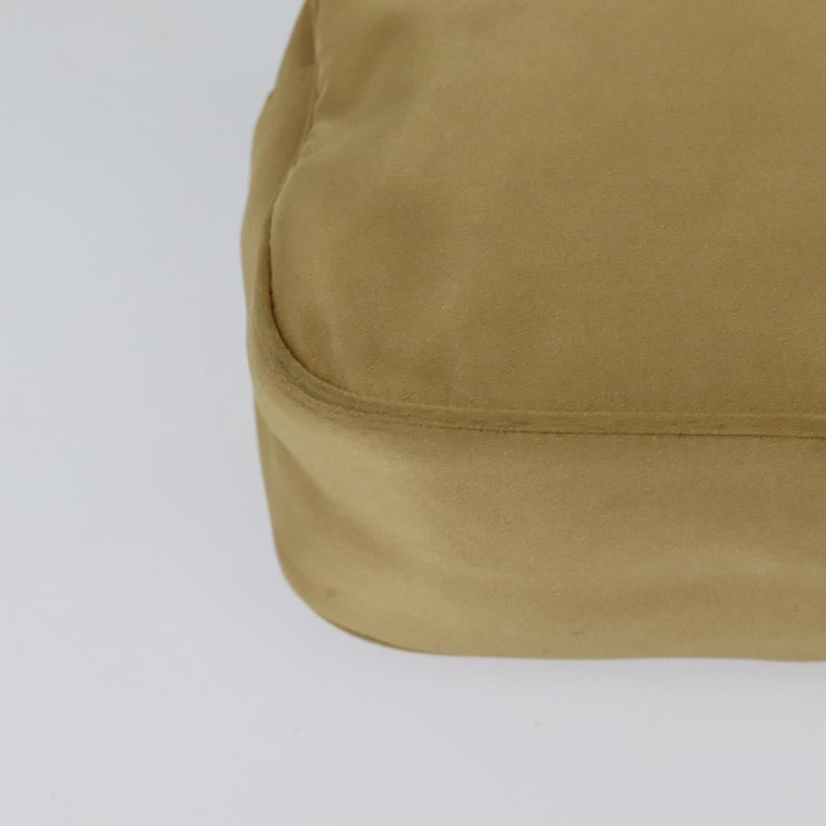 PRADA Pouch Satin Beige Silver Auth sw718