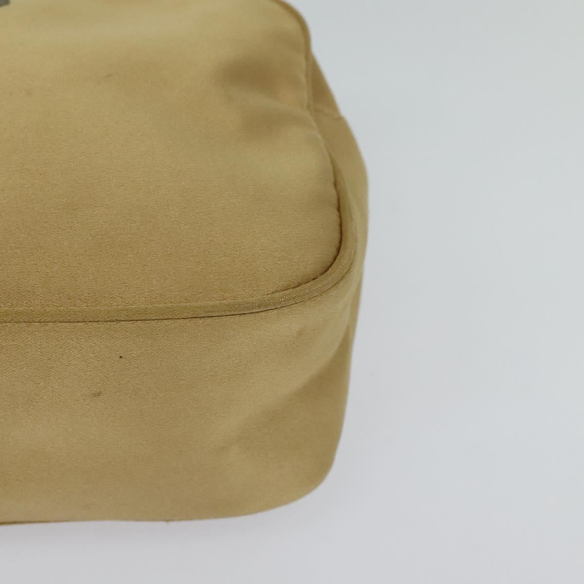 PRADA Pouch Satin Beige Silver Auth sw718
