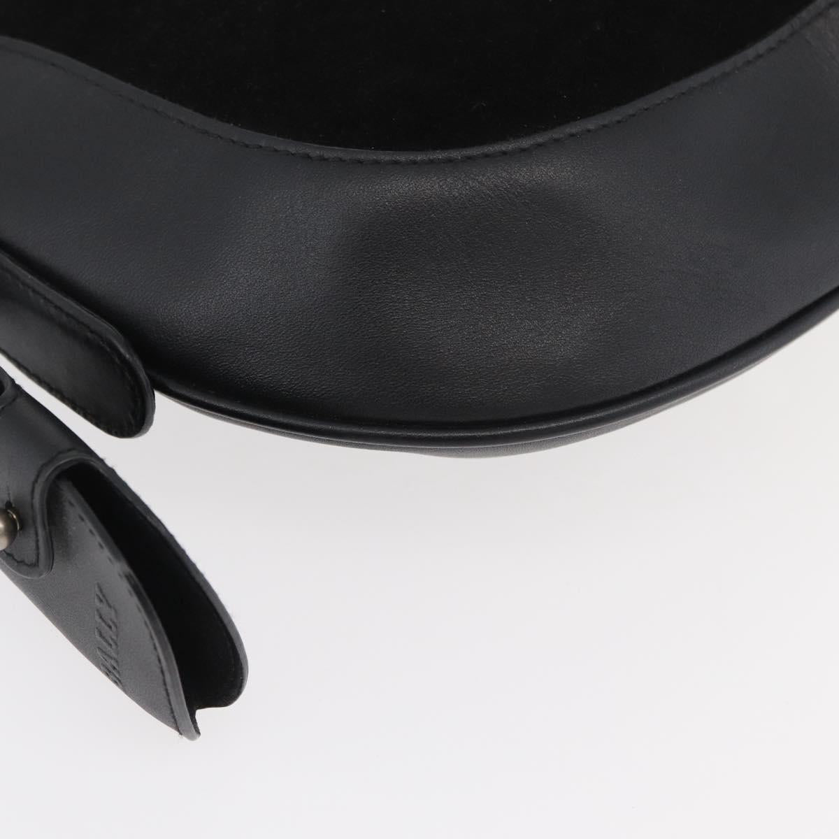 BALLY Shoulder Bag Suede Leather Black Silver Auth sw721A