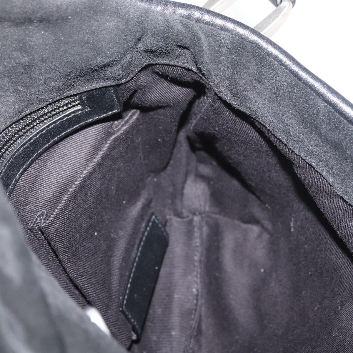 BALLY Shoulder Bag Suede Leather Black Silver Auth sw721A