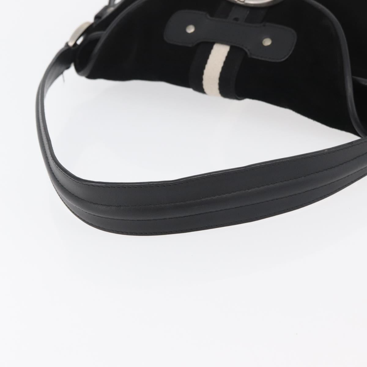 BALLY Shoulder Bag Suede Leather Black Silver Auth sw721A