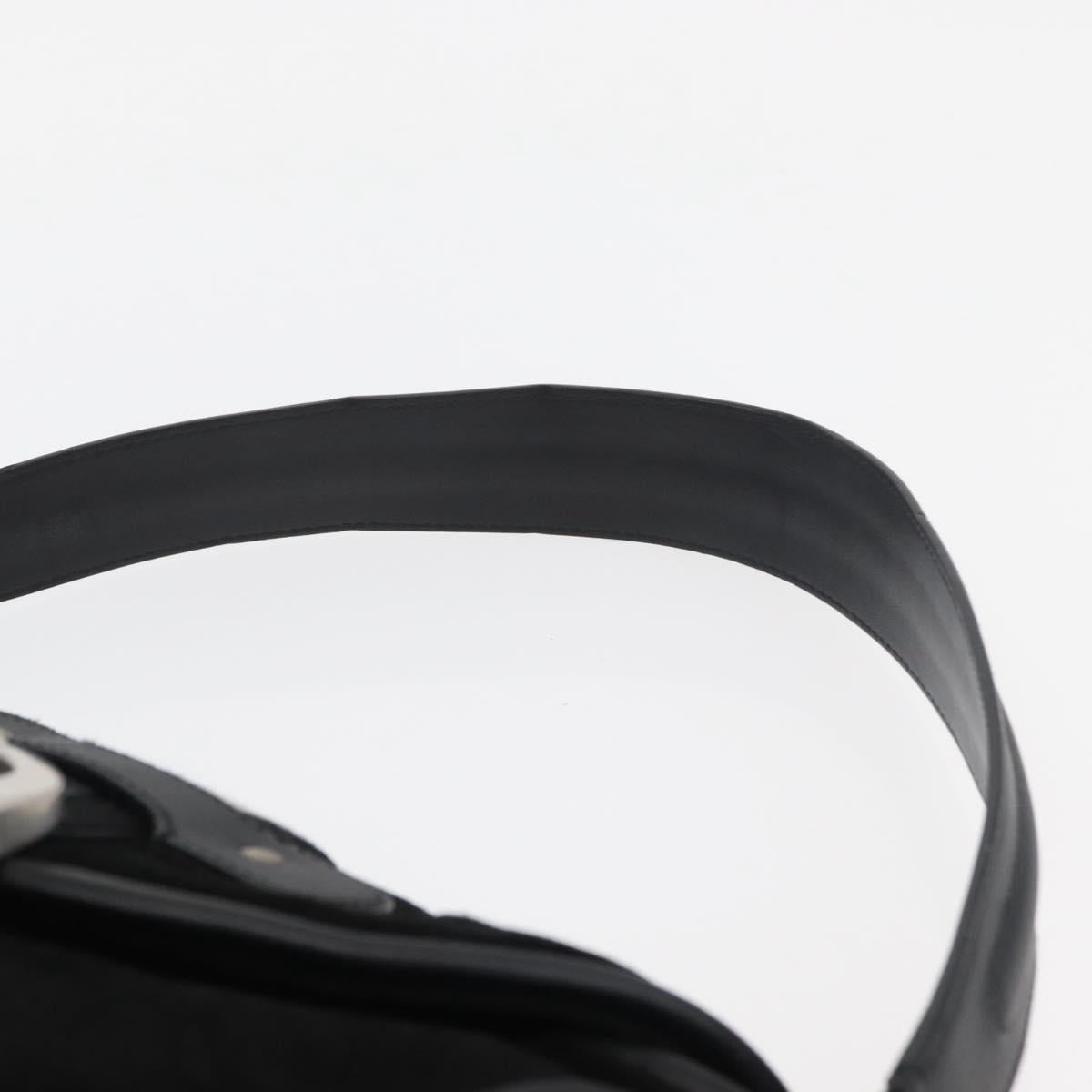 BALLY Shoulder Bag Suede Leather Black Silver Auth sw721A