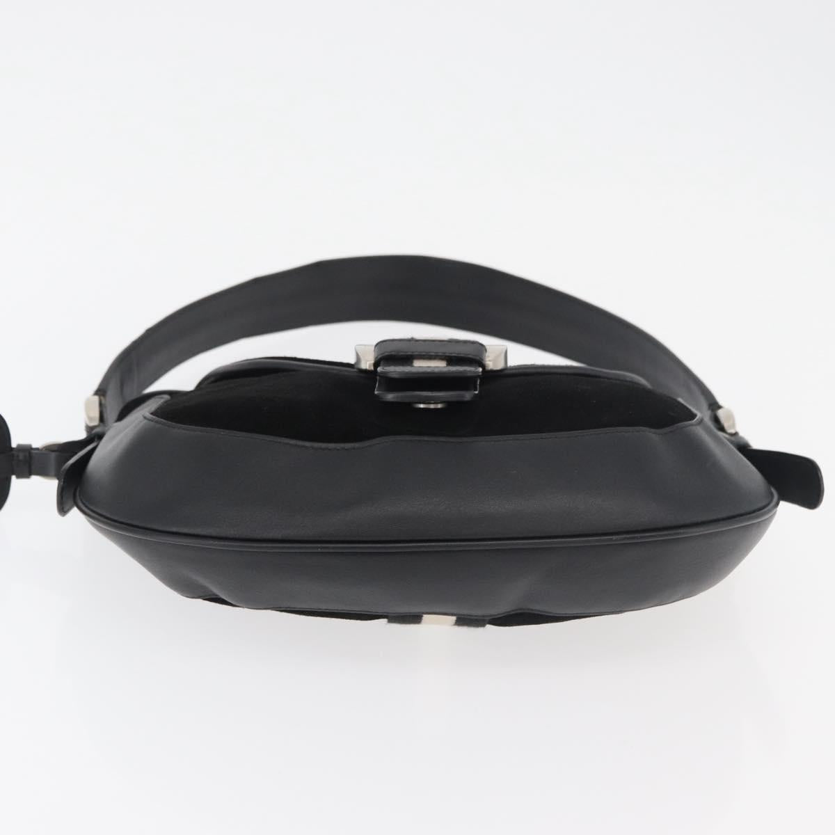 BALLY Shoulder Bag Suede Leather Black Silver Auth sw721A